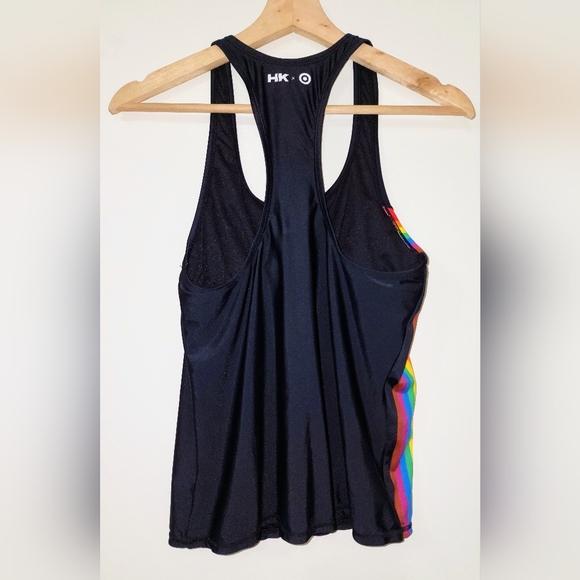 Humankind sizeS Black w/ Rainbow 🌈 Side Tank Top Built In Sports Bra T Back - Picture 7 of 9